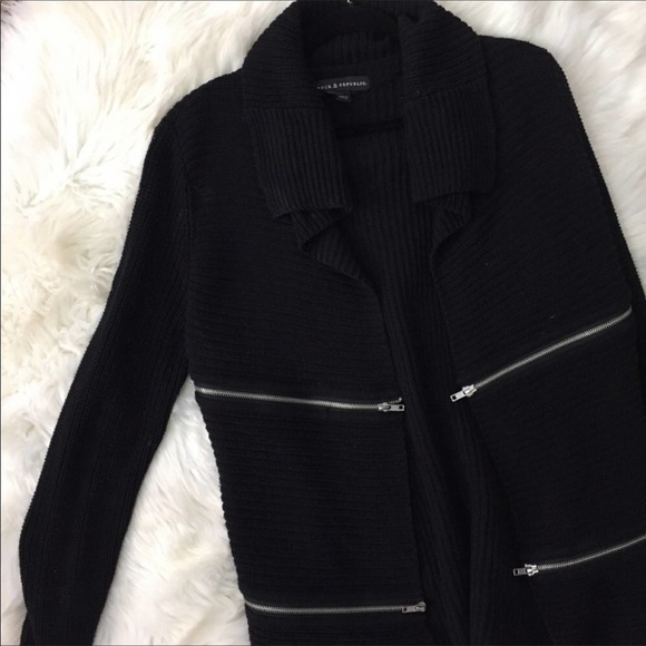 Rock & Republic Black Knit Sweater Zipper Detail - Picture 4 of 7